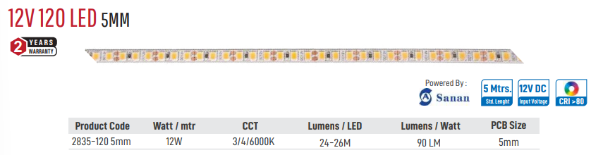 Enso 12V 120 LED 5mm