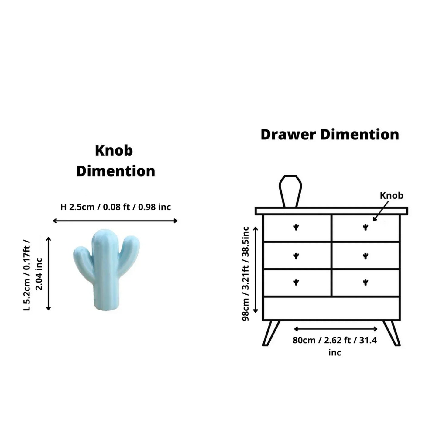 Ceramic Cactus Cabinet Knob