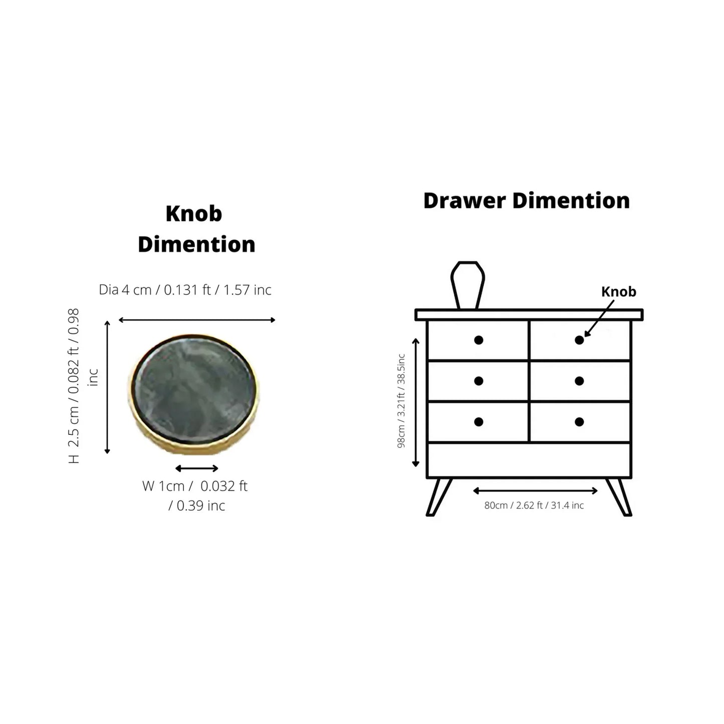 Acrylic & Brass Disc Cabinet Knob