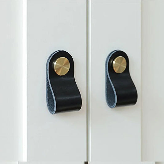 Leather & Brass Strap Cabinet Pulls