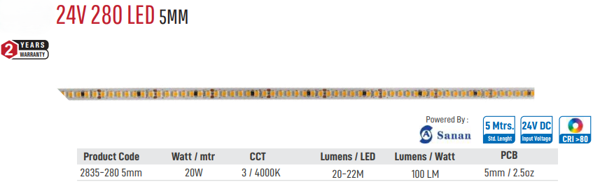 Enso 24V 280 LED 5mm