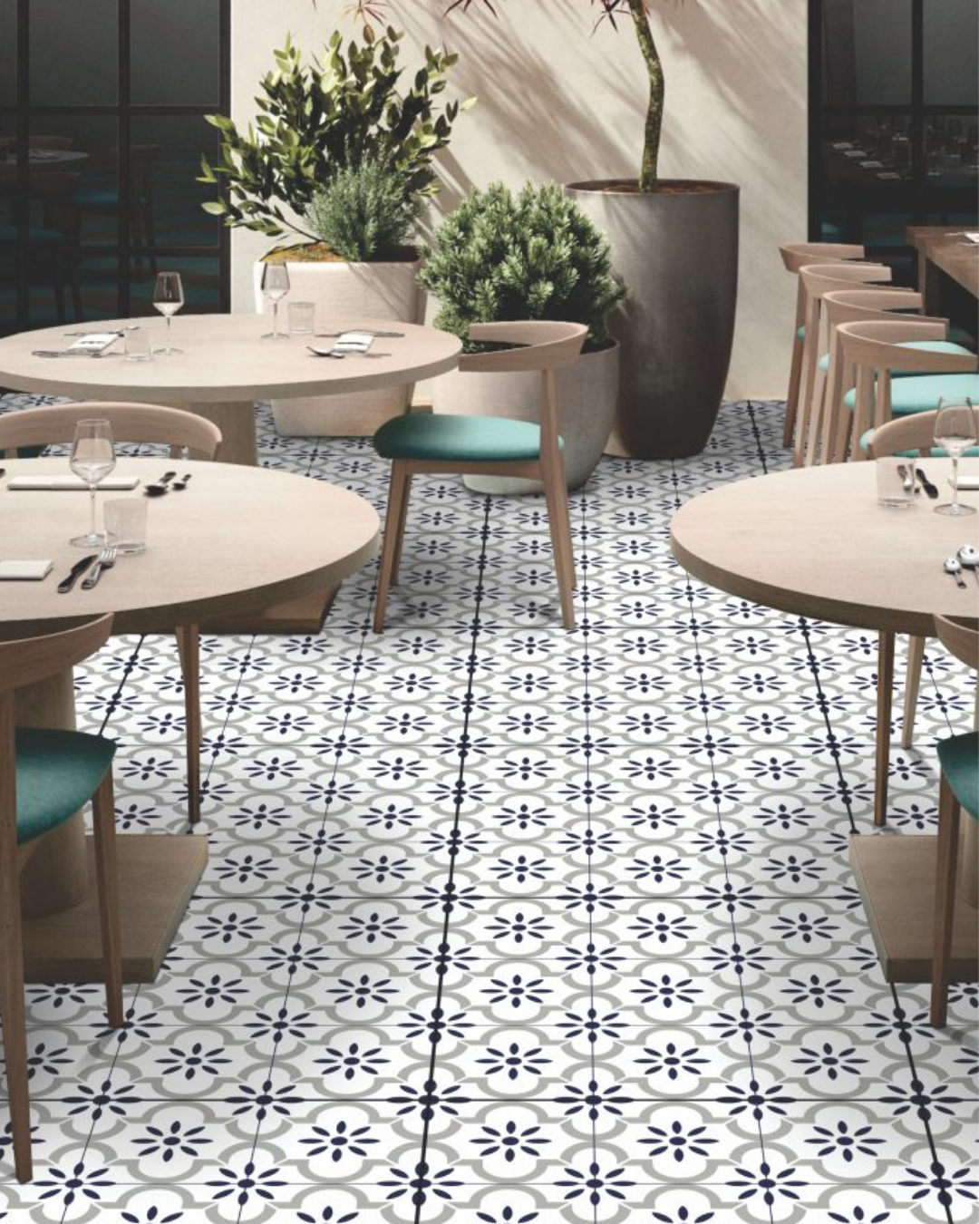 Indigo Floral Lattice