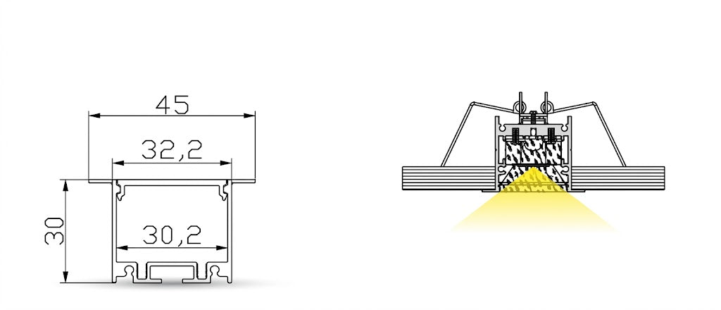4530 CONCEALED LED Aluminium Linear Profile