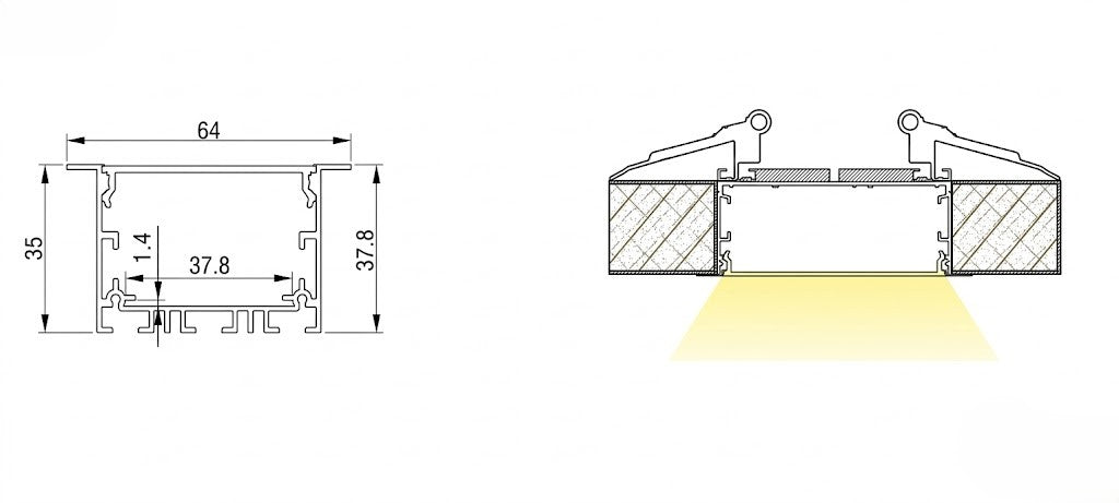 5035 (Deep) Concealed LED Aluminium Profile