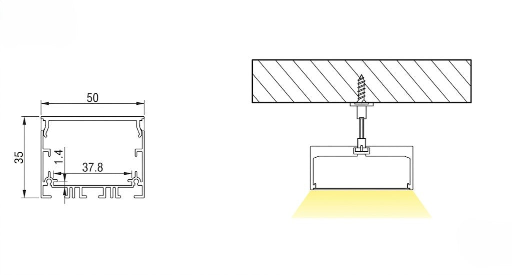 5035 (Deep) Surface LED Aluminium Profile