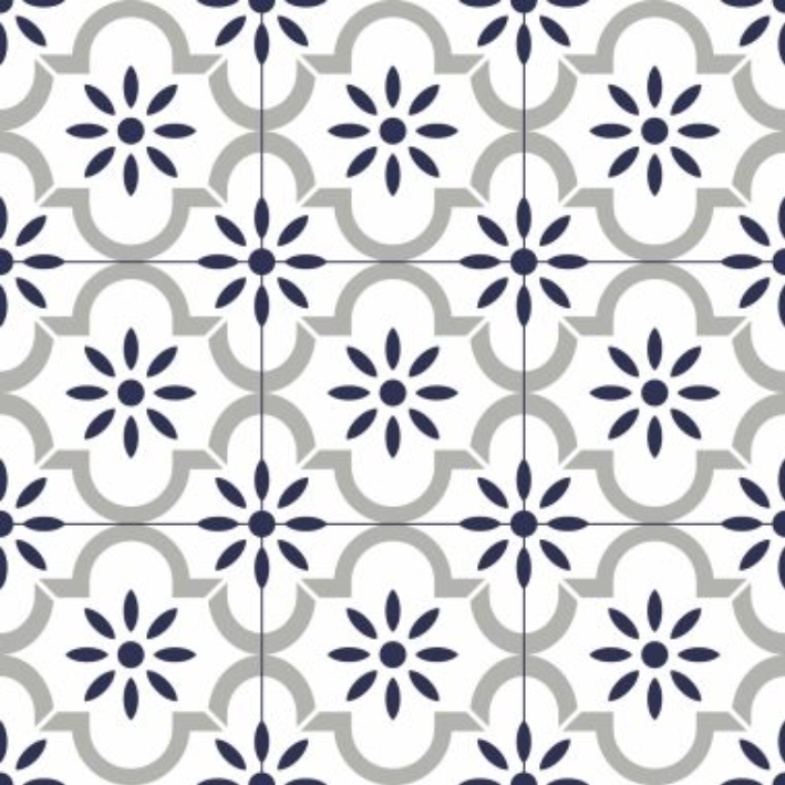 Indigo Floral Lattice