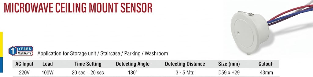 Microwave Ceiling Mount Sensor