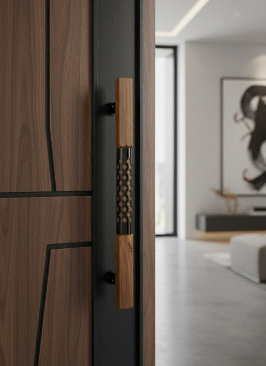 AH 4418 Door Handle Hex Wood