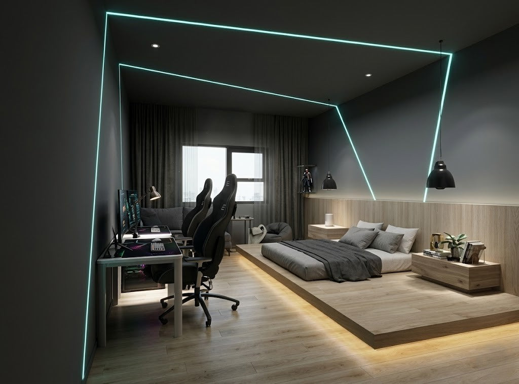 BK 8mm Concealed LED Aluminium Black Profile