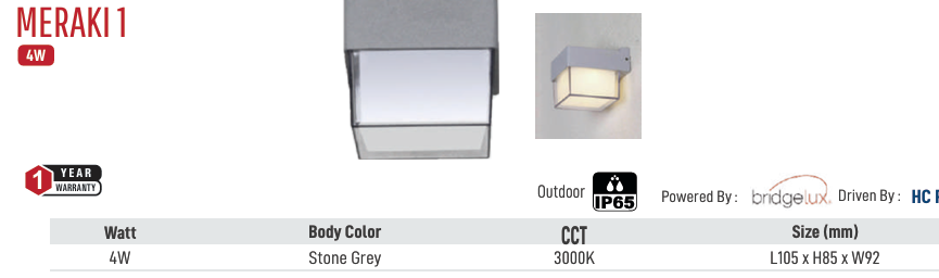 MERAKI 1 LED OUTDOOR LIGHT