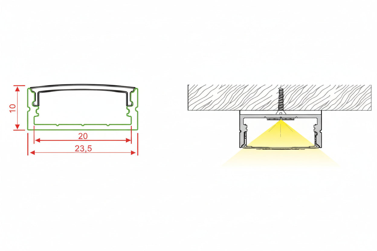 LED Aluminium Profile 25mm Heavy (Surface)