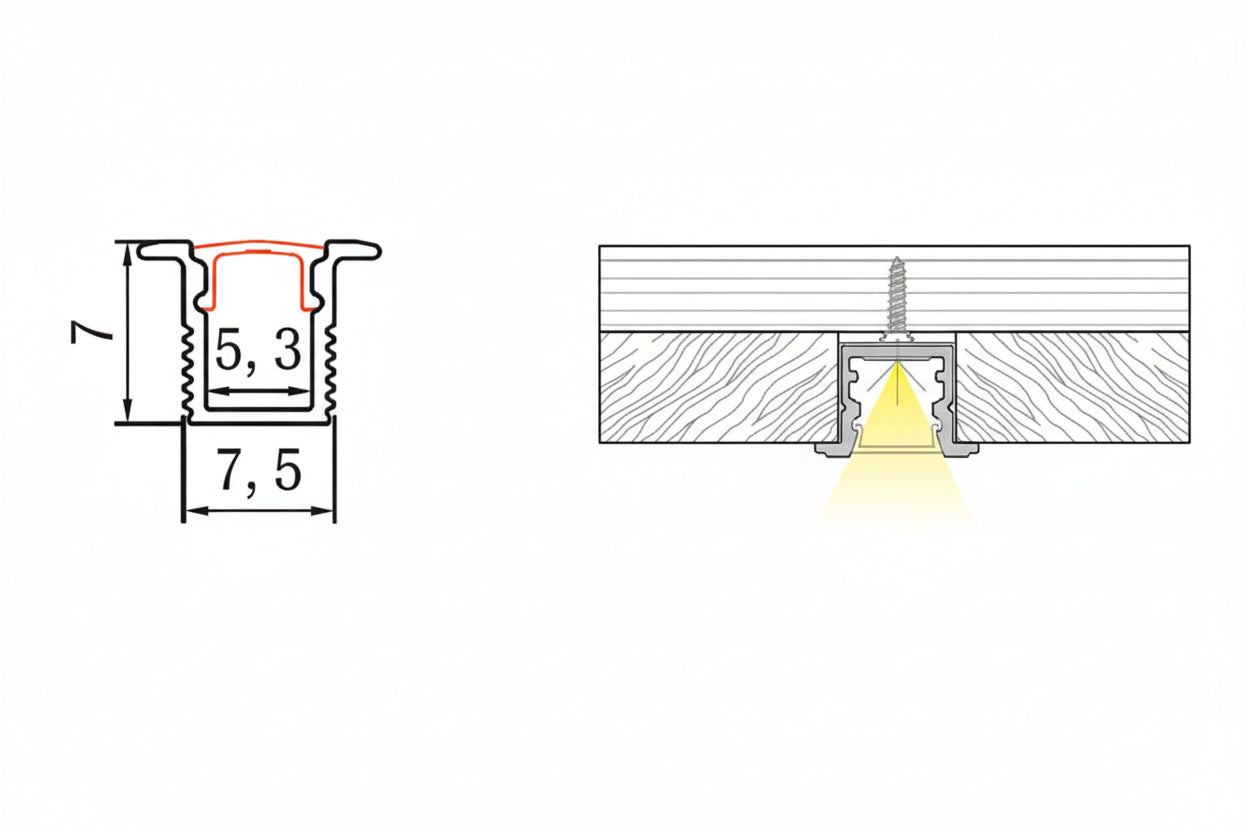 8MM LED Concealed Aluminium Profile