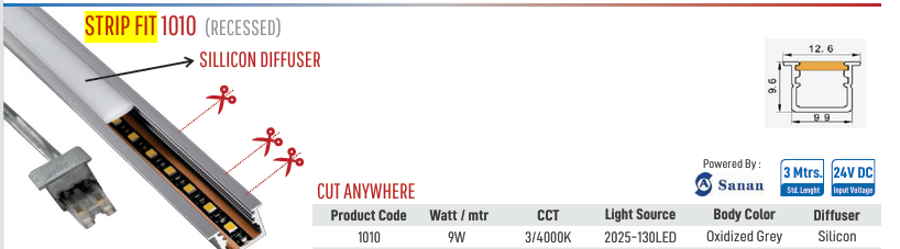 Strip Fit Profile 1010 (Recessed)