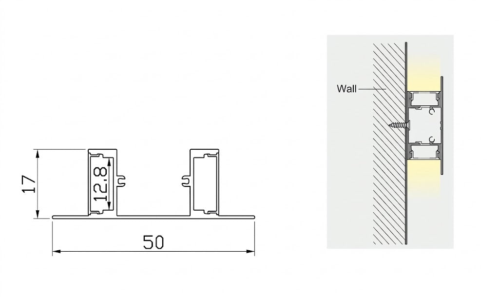 Wall Washer Double Side LED Aluminium Profile