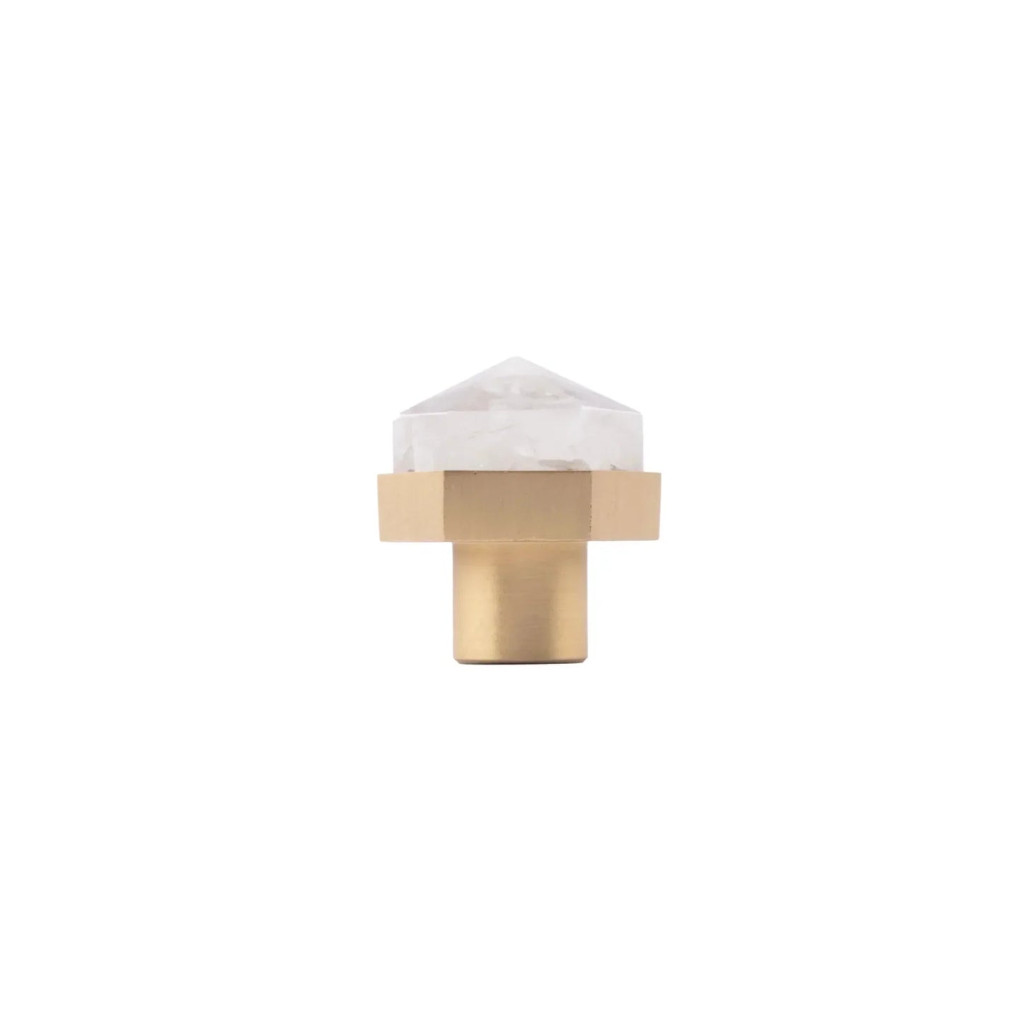 Natural Crystal & Brass Hexagon Knob