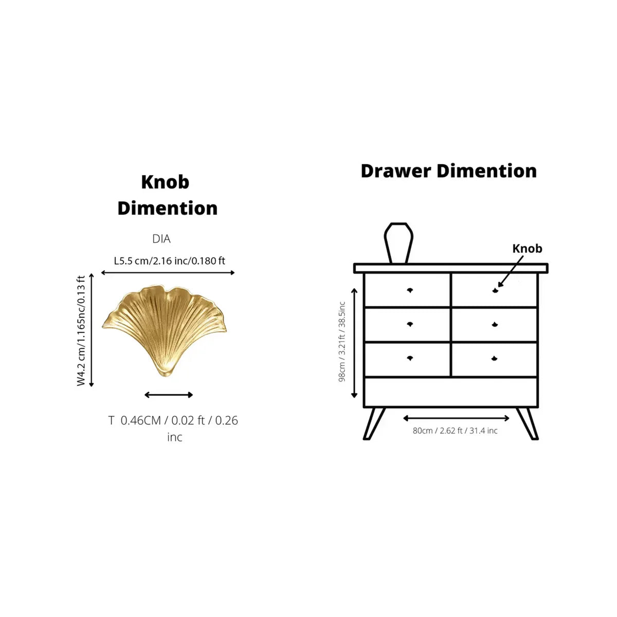 Polished Gold Ginkgo Leaf Cabinet Pull