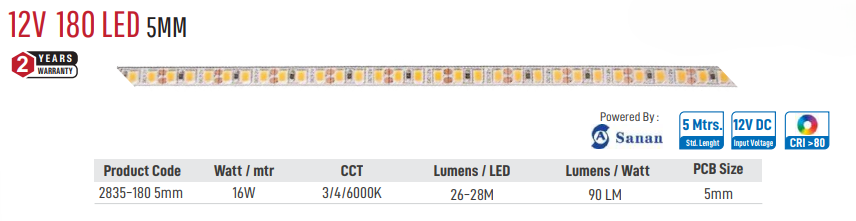 Enso 12V 180 LED 5mm