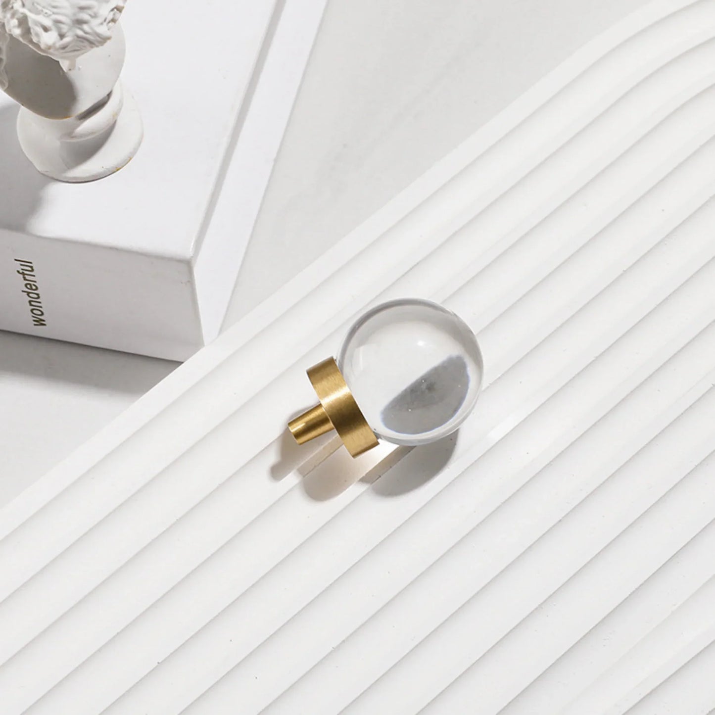 Natural Crystal Ball & Brass Cabinet Knob