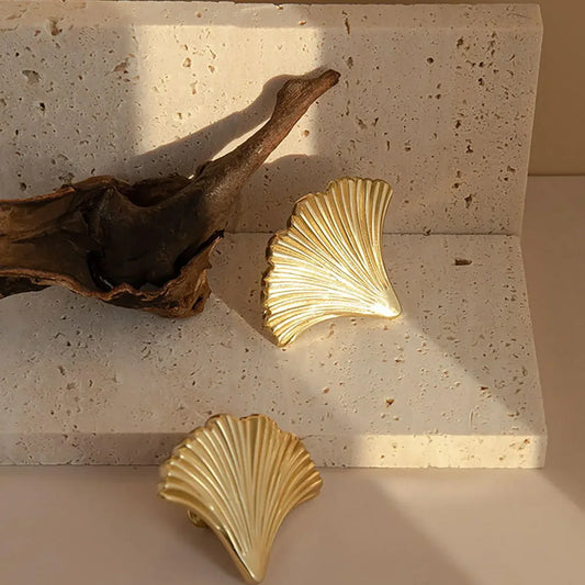 Polished Gold Ginkgo Leaf Cabinet Pull