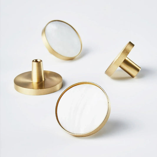 Mother of Pearl & Brass Round Cabinet Knob
