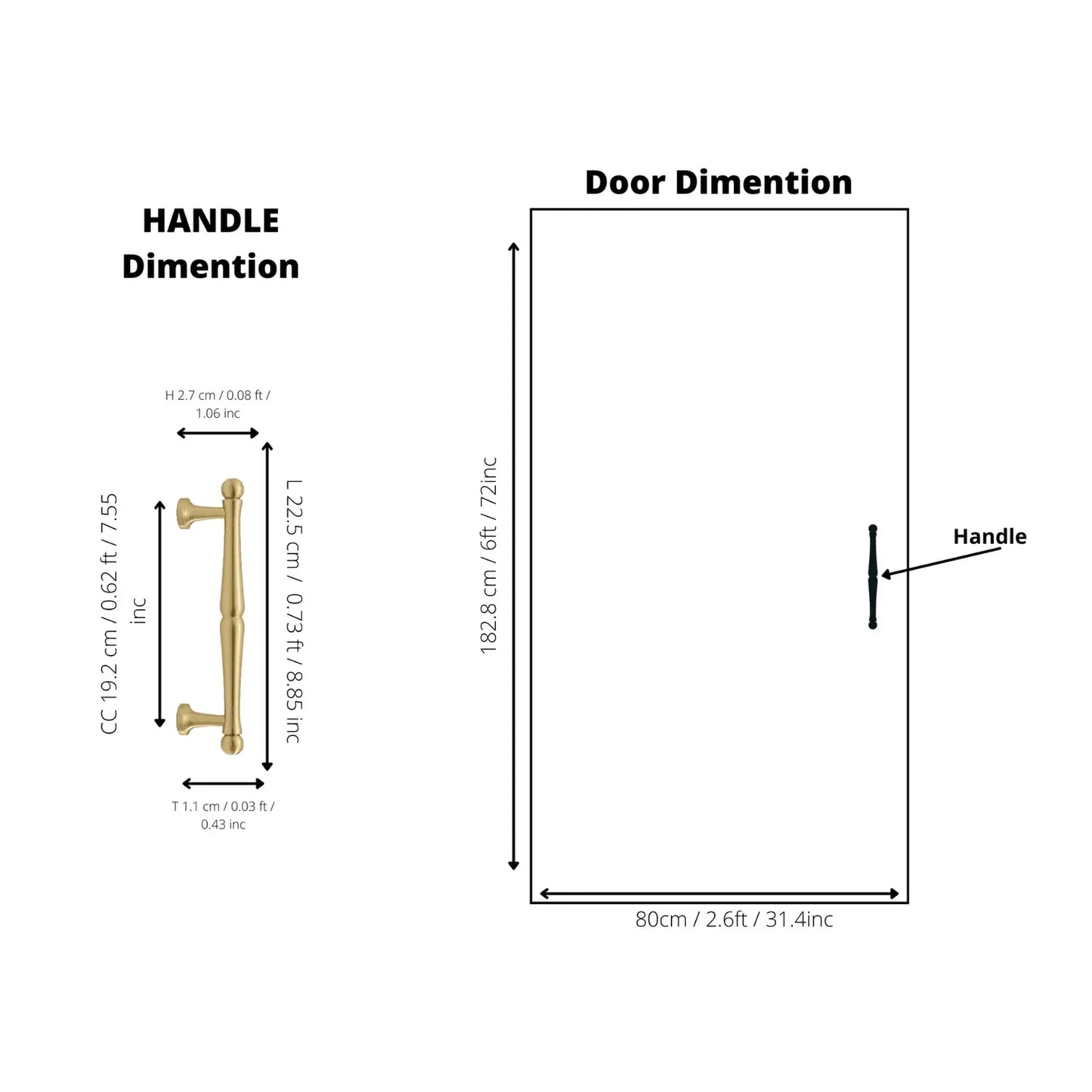 Nishilia Tapered Brass Cabinet Handle Collection