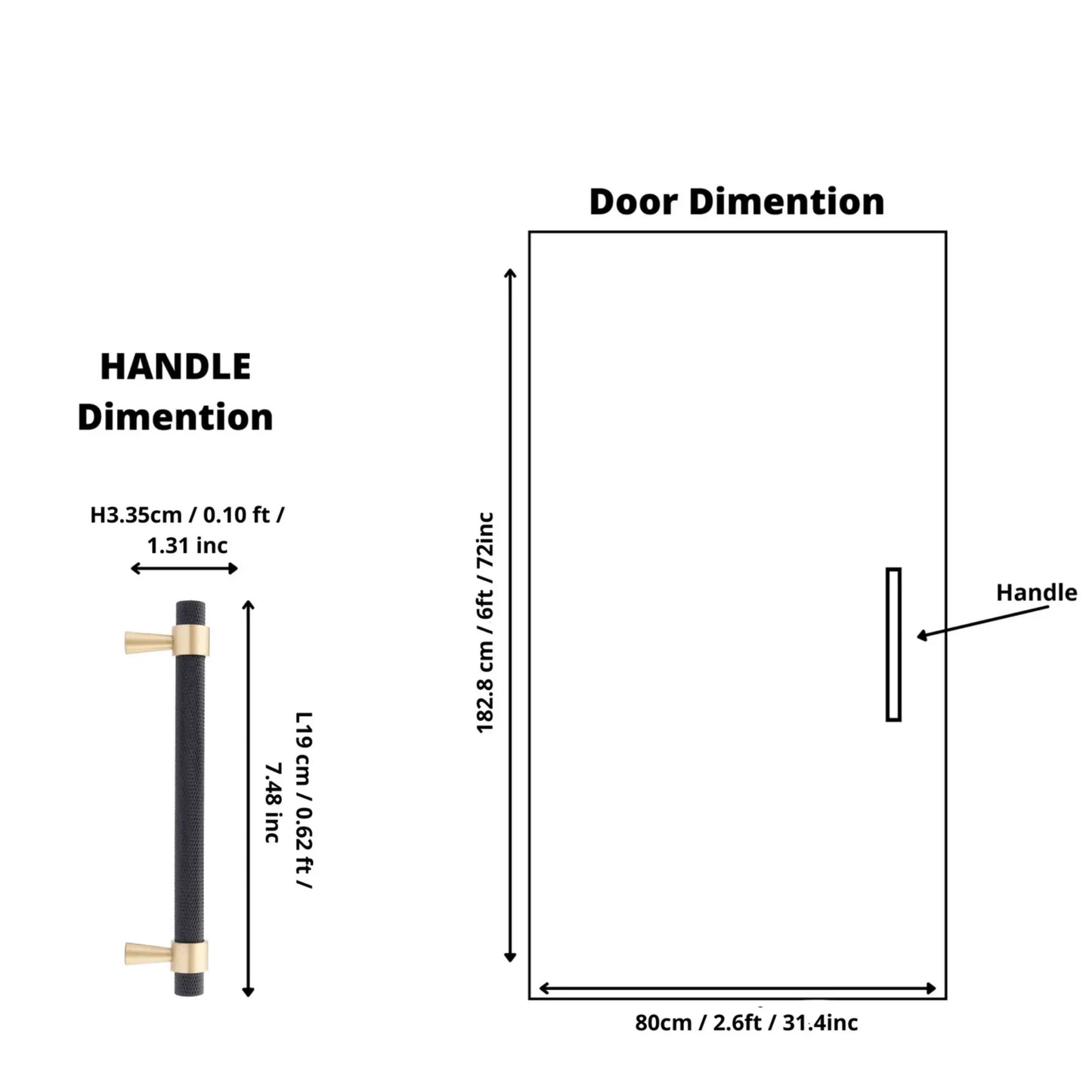 Knurled Black and Gold T-Bar Handle Collection