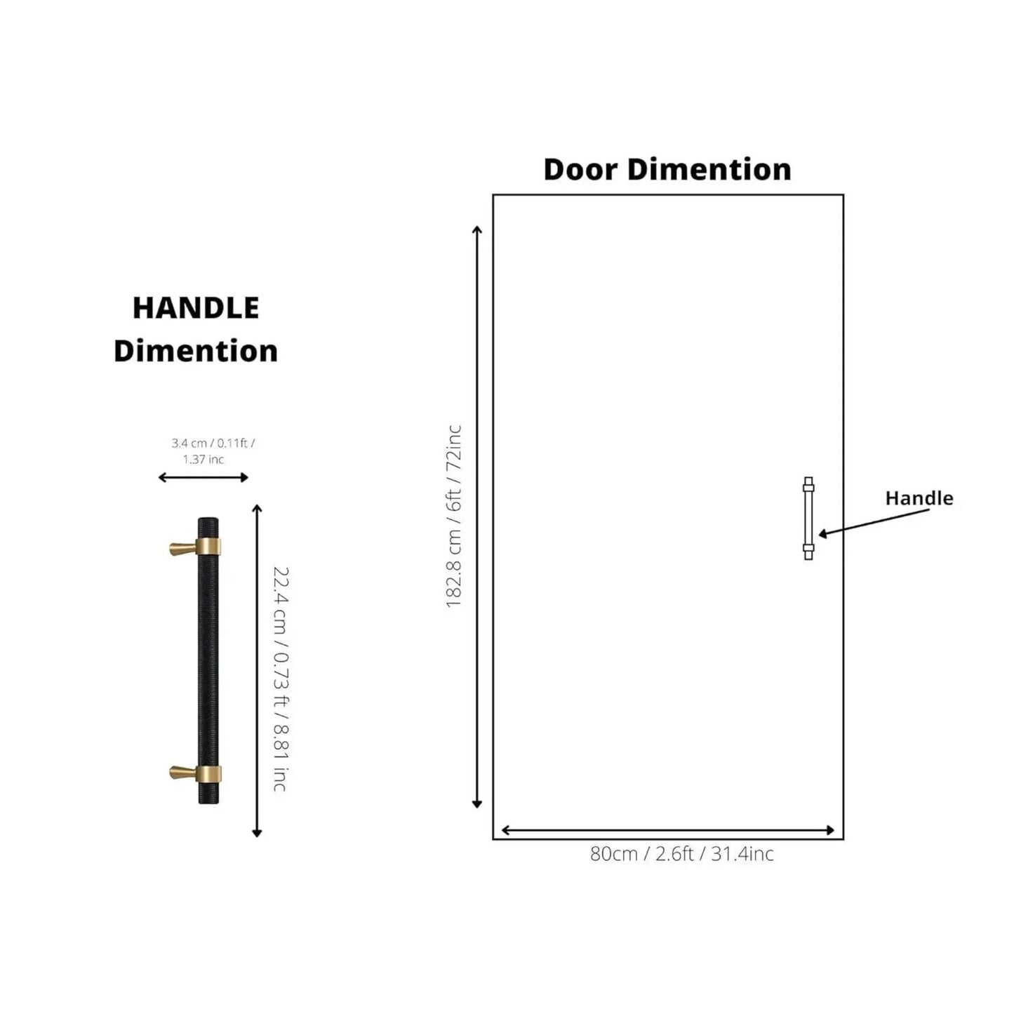 Knurled Black and Gold T-Bar Handle Collection