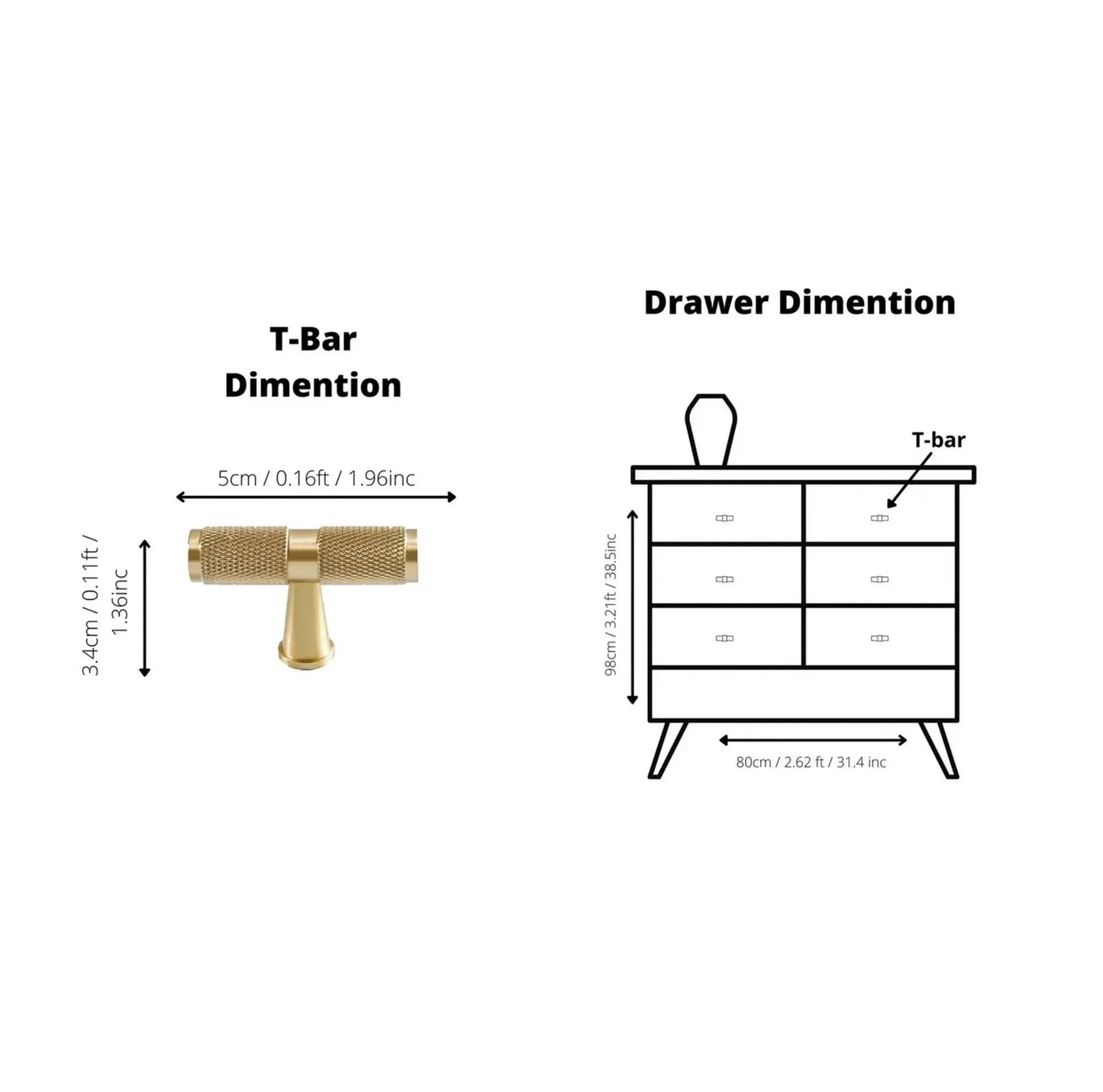 Yashvite Knurled Brass Cabinet Handle Collection