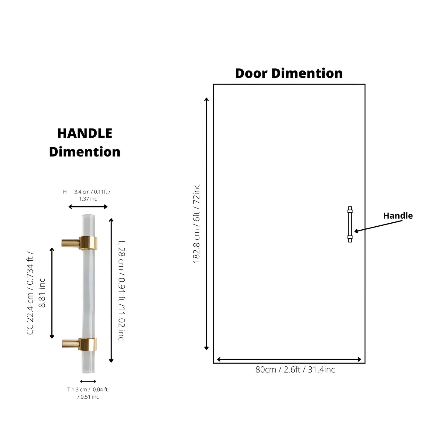 Clear Acrylic & Brass T-Bar Handle Collection