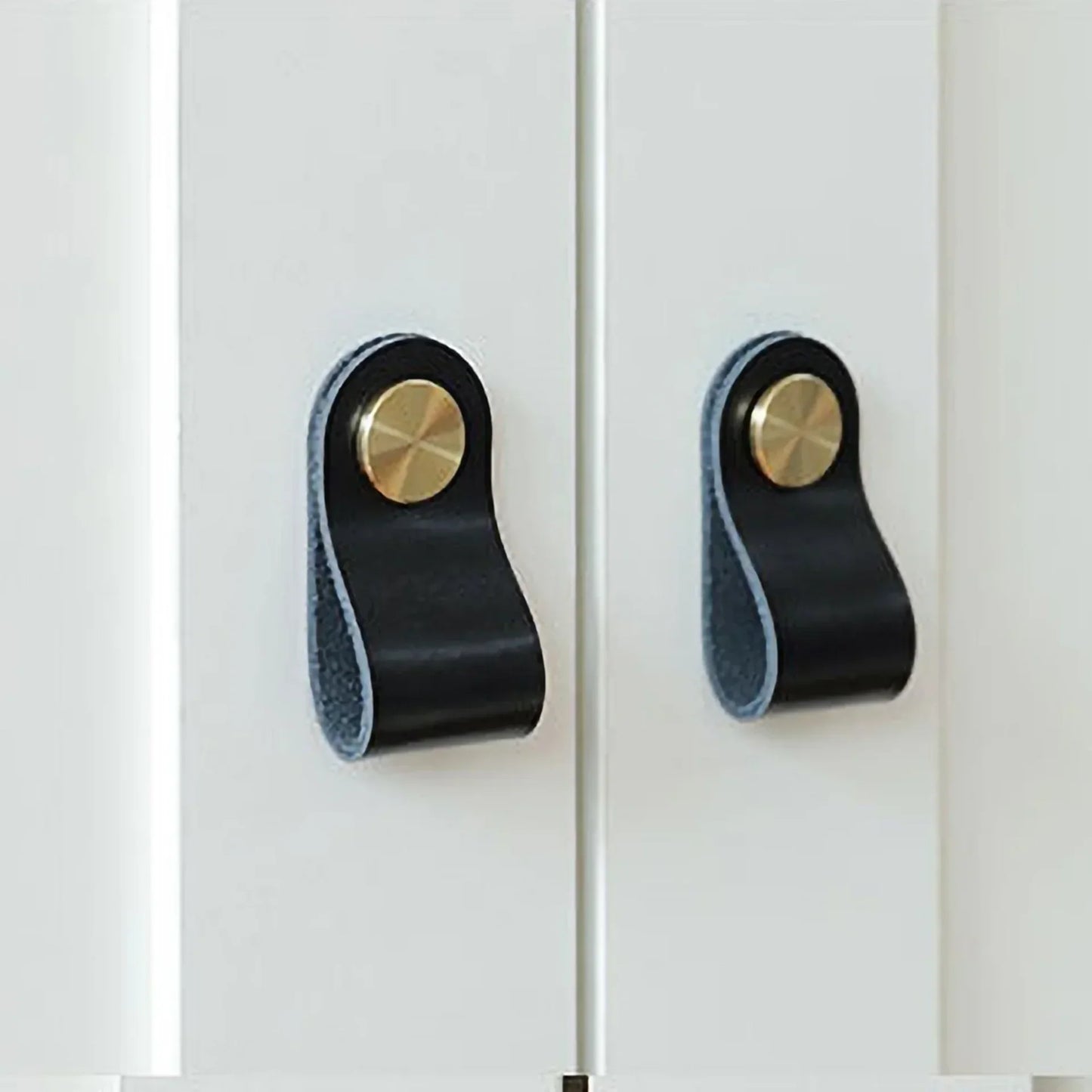 Leather & Brass Strap Cabinet Pulls