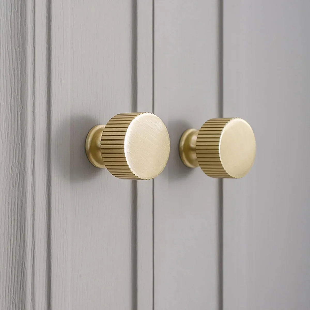 Linear Knurled Brass Cabinet Knob
