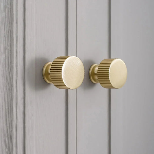Linear Knurled Brass Cabinet Knob