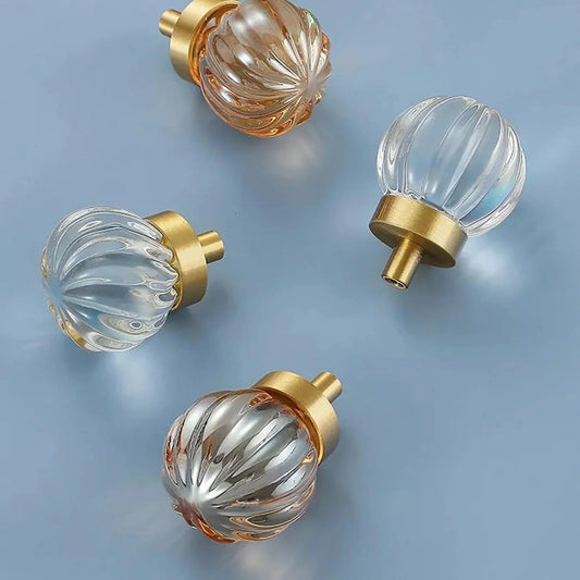 Fluted and Smooth Crystal Drawer Pulls
