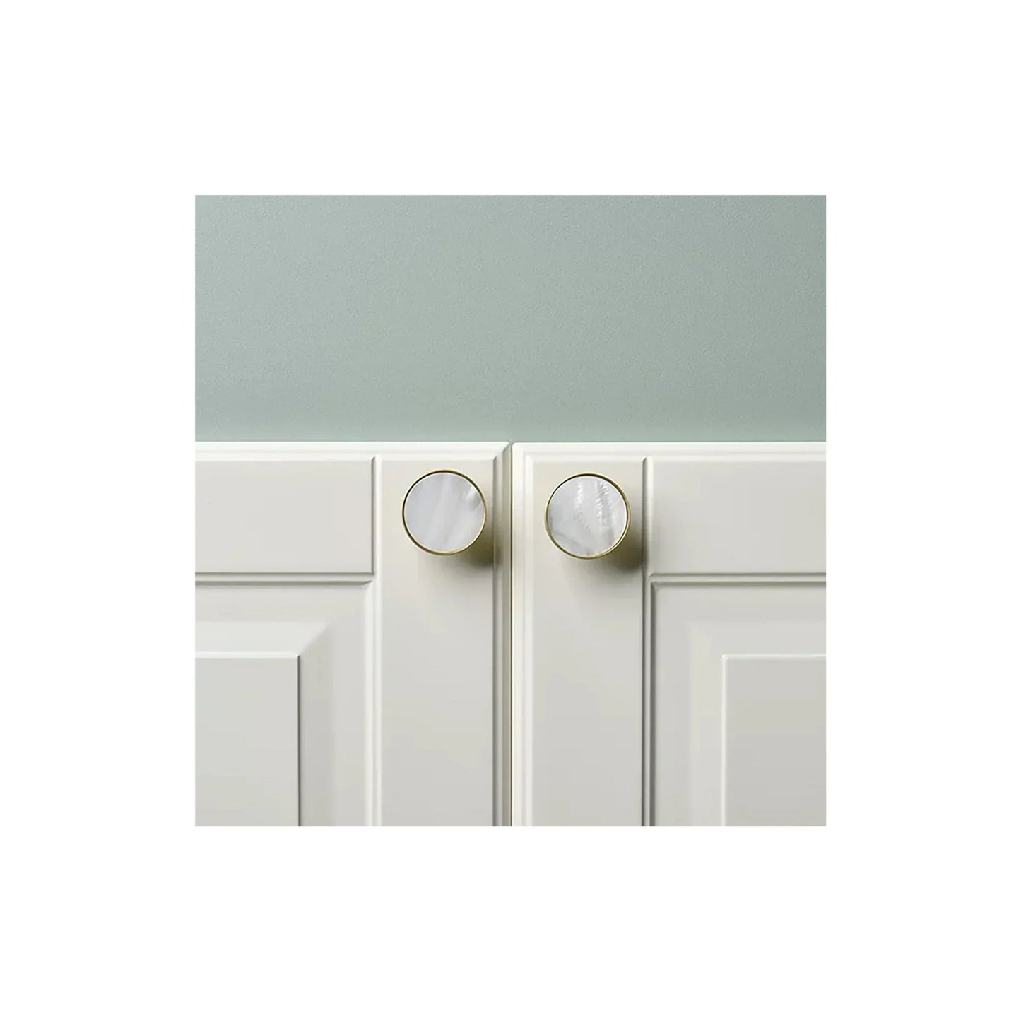 Mother of Pearl & Brass Round Cabinet Knob