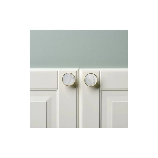 Mother of Pearl & Brass Round Cabinet Knob