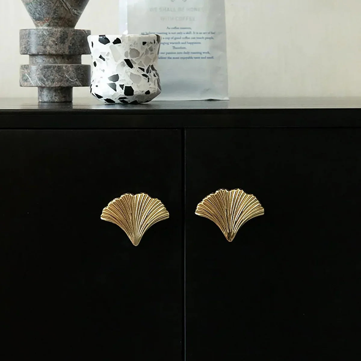 Polished Gold Ginkgo Leaf Cabinet Pull