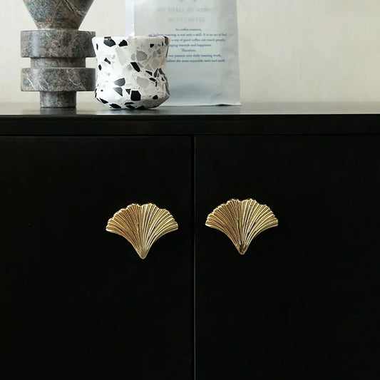 Polished Gold Ginkgo Leaf Cabinet Pull