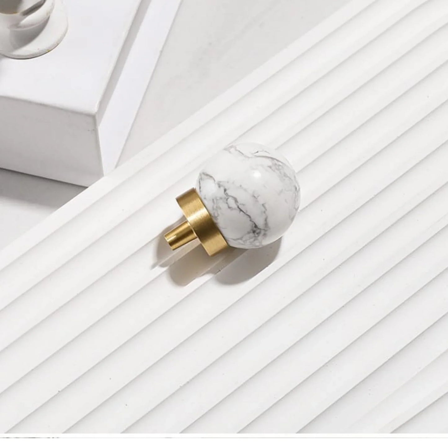 Natural Crystal Ball & Brass Cabinet Knob