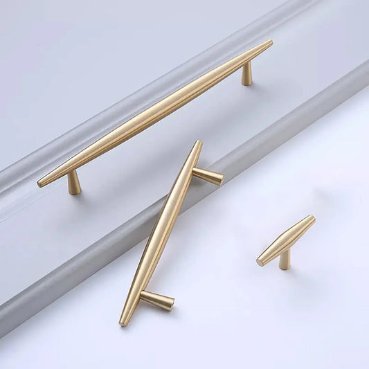 Spindle Tapered Brass Cabinet Pull