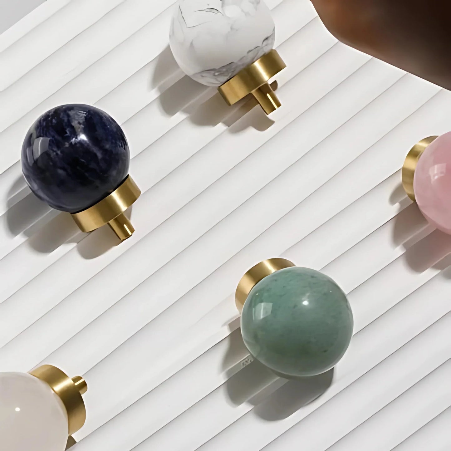 Natural Crystal Ball & Brass Cabinet Knob
