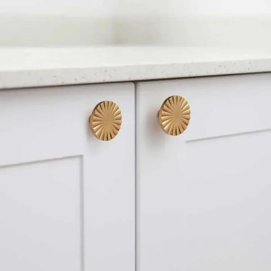 Cherry Blossom Sunburst Brass Knob