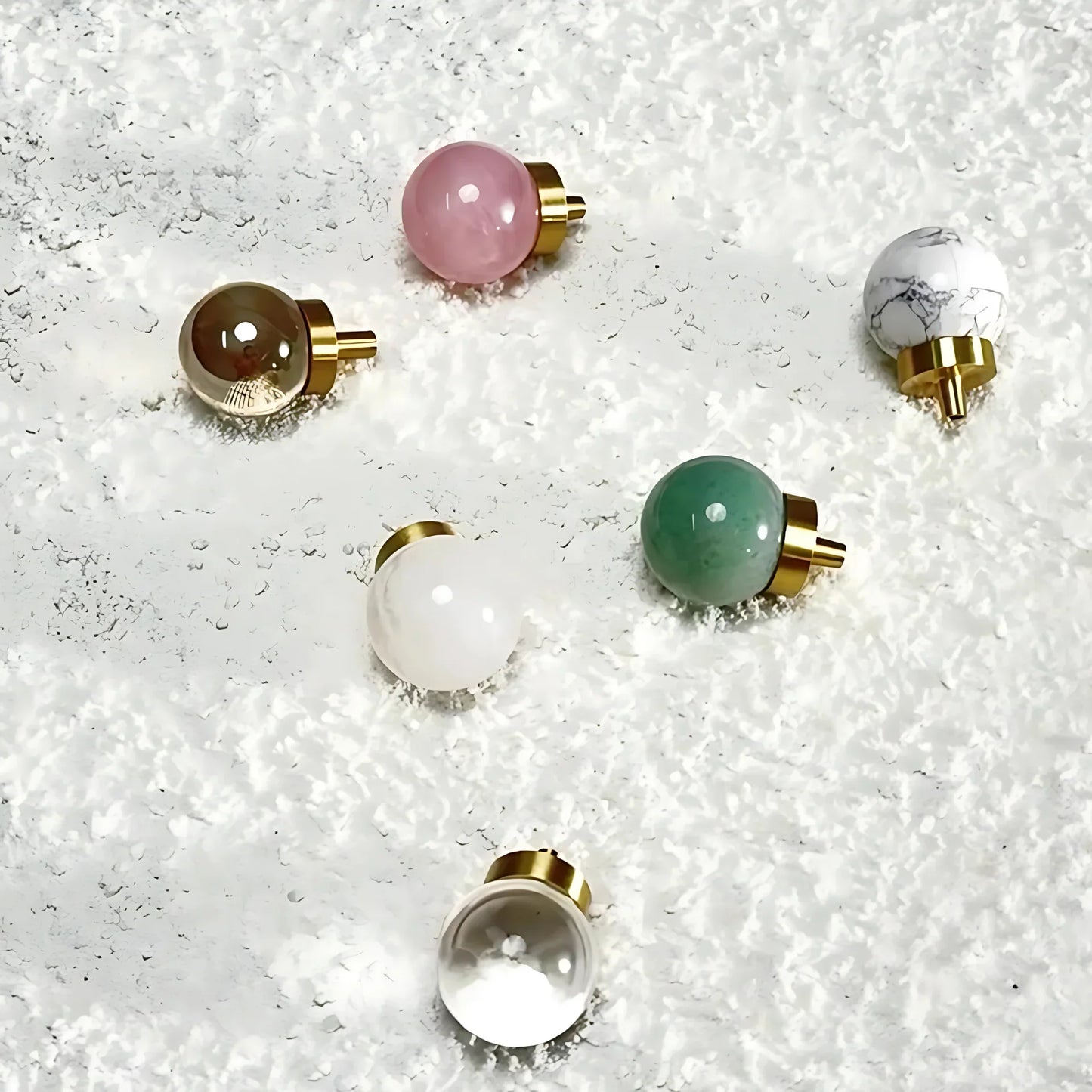 Natural Crystal Ball & Brass Cabinet Knob