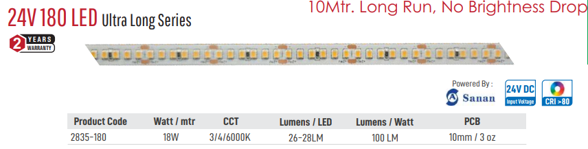 Enso 24V 180 LED Ultra Long Series