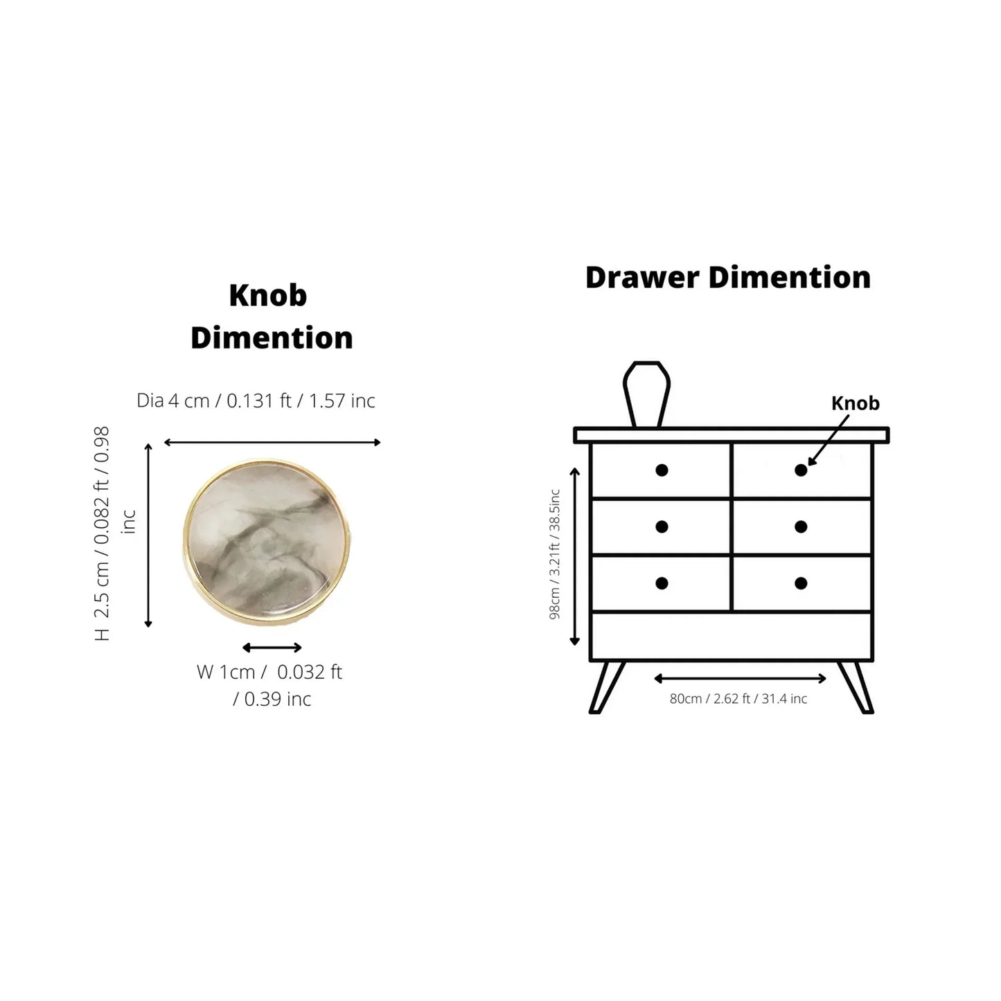Acrylic & Brass Disc Cabinet Knob
