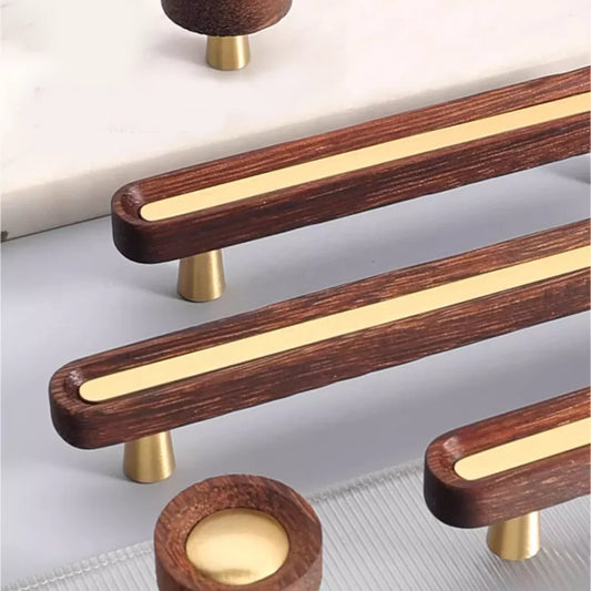 Brushed Brass and Wenge Wood Handles