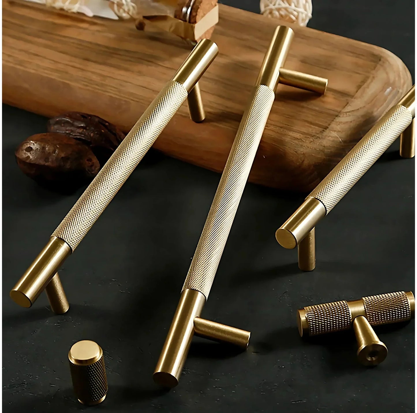 Yashvite Knurled Brass Cabinet Handle Collection