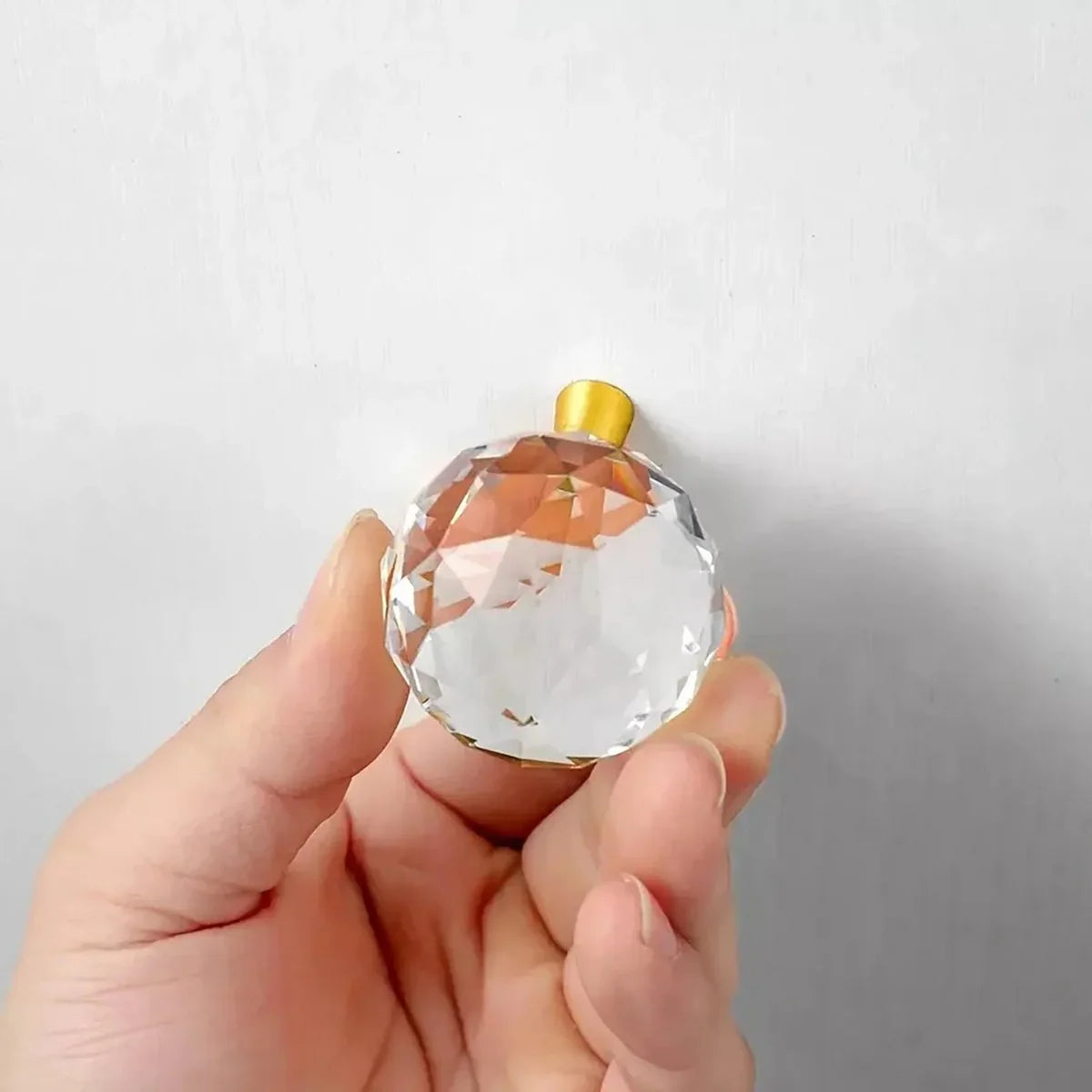 Round Faceted Crystal & Brass Cabinet Knob
