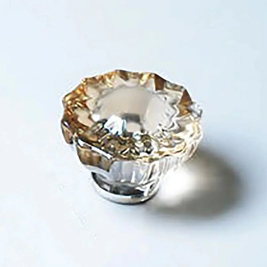 Diamond Faceted Crystal Brass Cabinet Knob