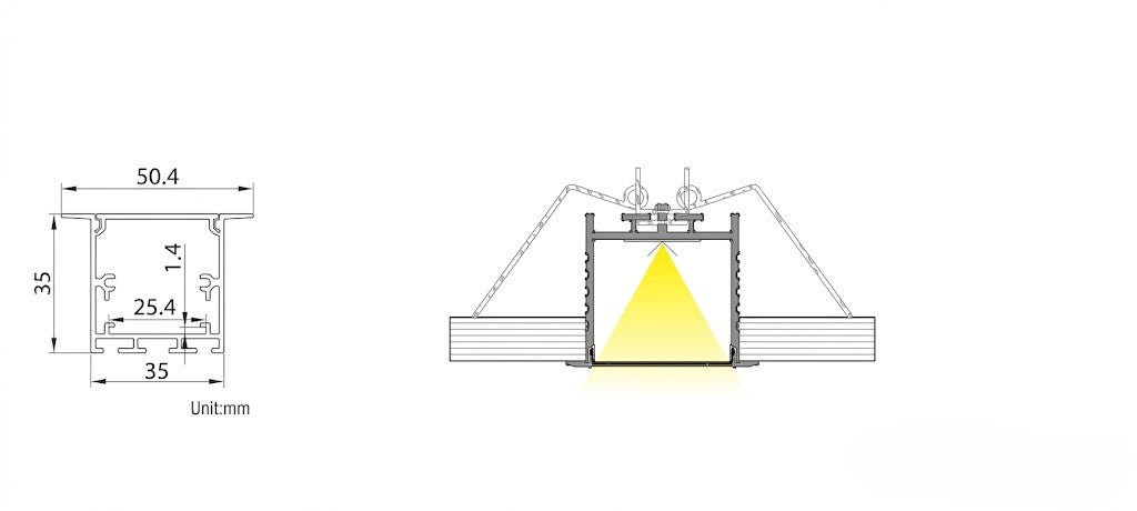 3535 (Deep) Concealed LED Aluminium Profile