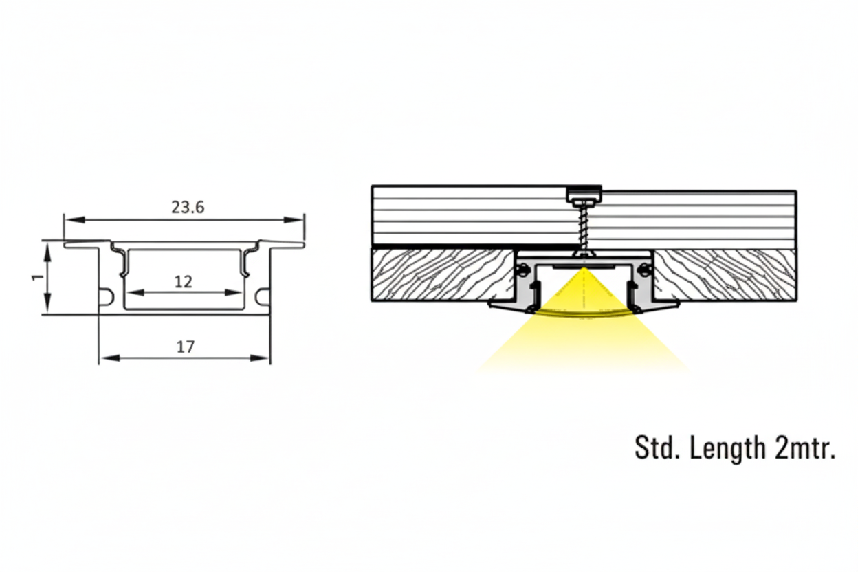 LED Aluminium Profile 17MM Heavy Concealed